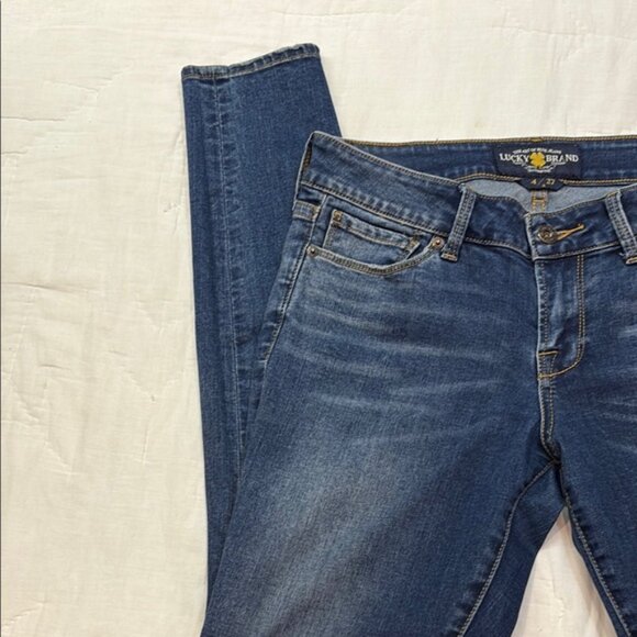 Lucky Brand Lolita Skinny Jeans Size 4/27 Naturally Distressed Blue Denim - Picture 4 of 7